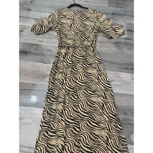 INC International Concepts Maxi Dress Zebra Print V Neck XS